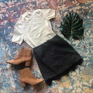 Wool Plaid Mini with Black Lace Detail